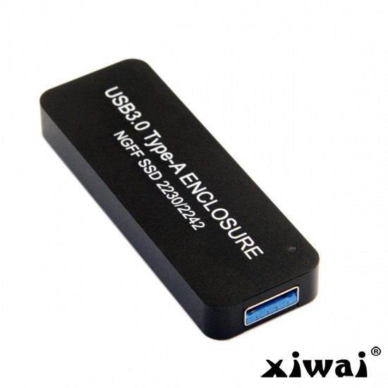 Xiwai Retractable 42mm NGFF M2 B-key or B/M-key SSD to USB 3.0 External PCBA Conveter Adapter Card Flash Disk Type Black