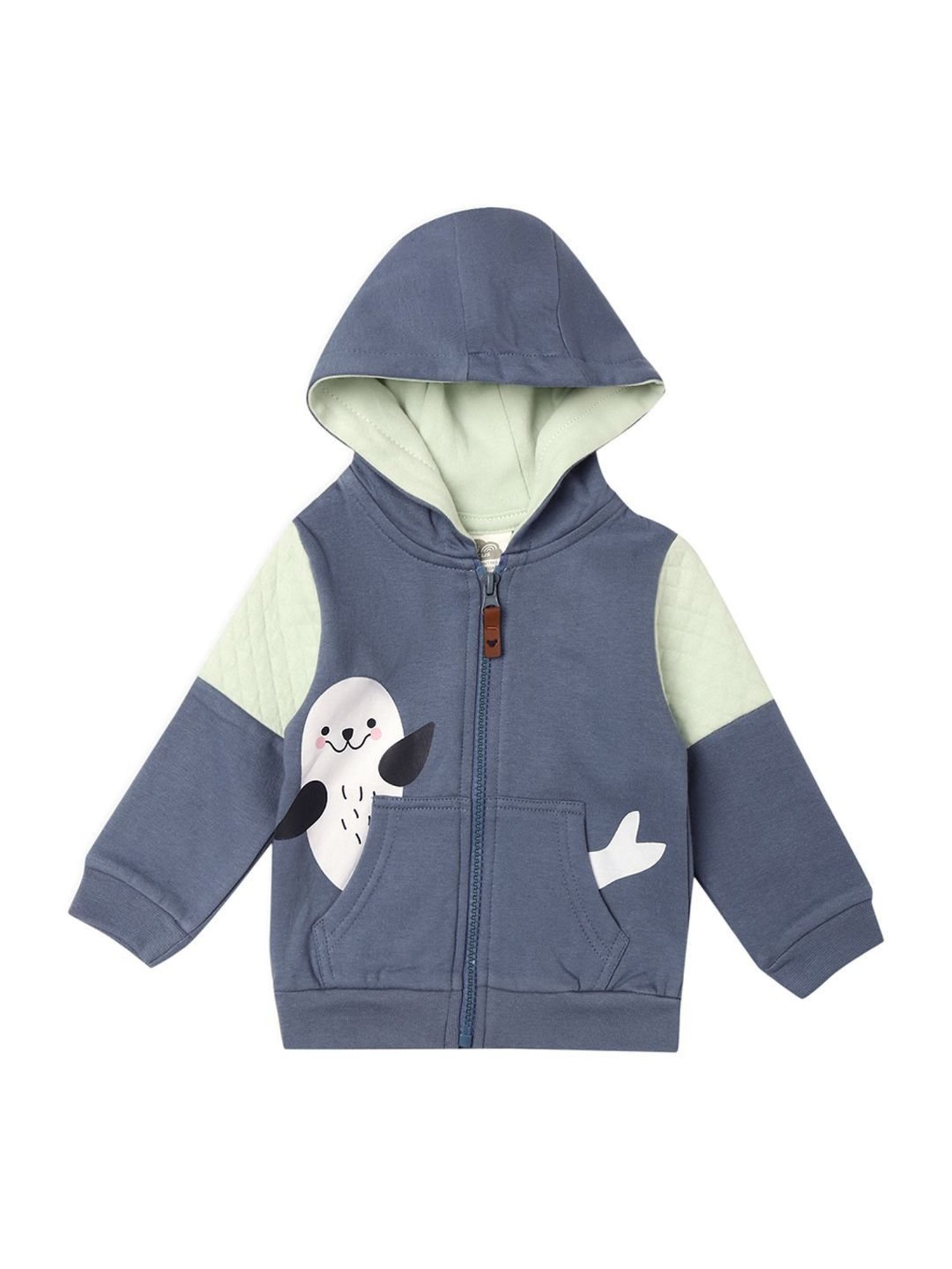 MiArcus Kids Blue & White Printed Full Sleeves Sweatshirt