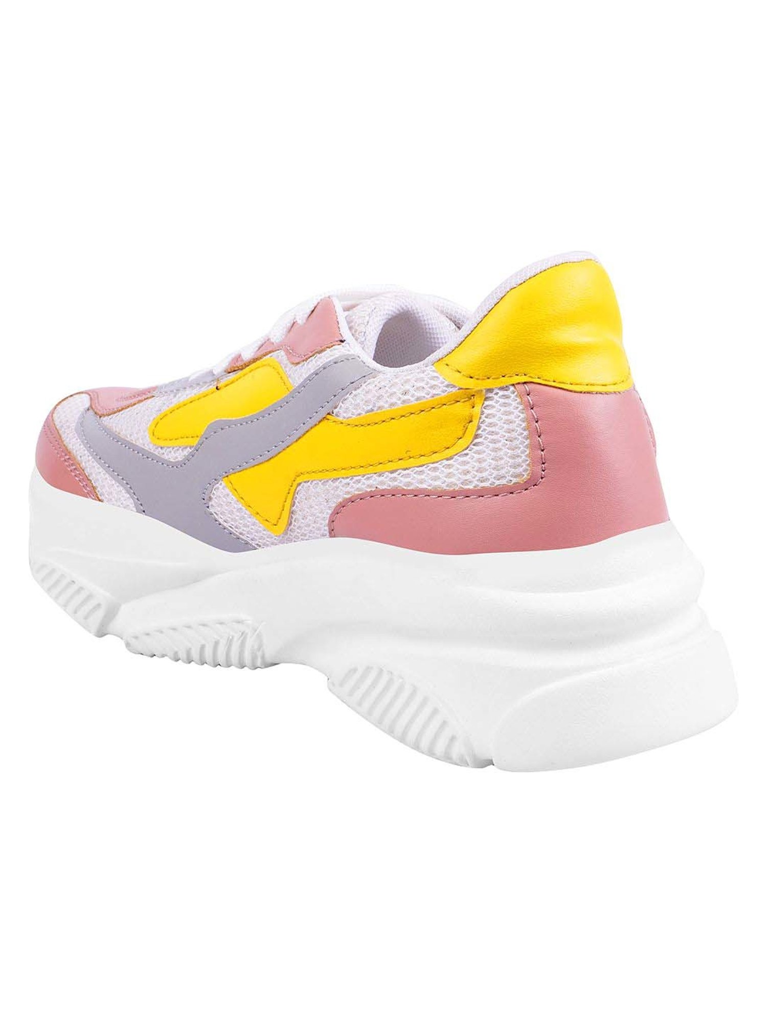 Shoetopia Kids Pink & Yellow Walking Shoes