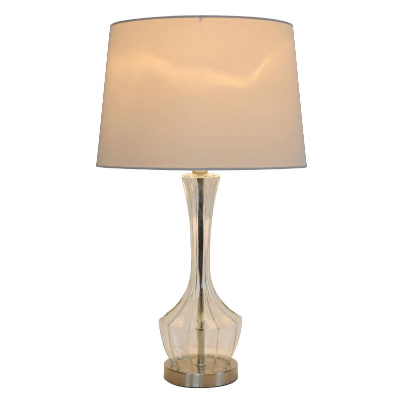Translucent Glass Table Lamp Set with Brushed Steel Clear - Decor Therapy