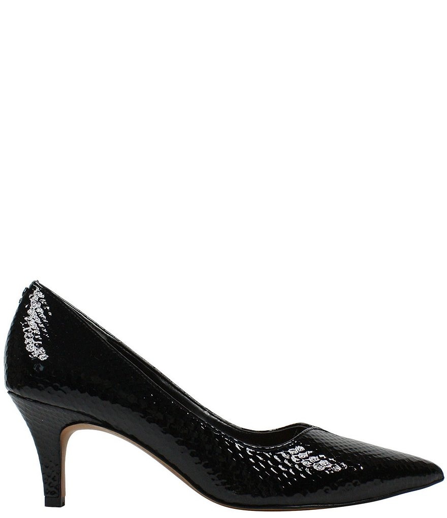 J. Renee Abigaile Patent Embossed Snake Print Pumps