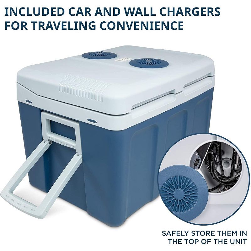 Ivation Electric Cooler & Warmer with Wheels & Handle |48 Quart (45 L) Portable Thermoelectric Fridge For vehicles & Trucks| 110V AC Home Power Cord & 12V Car Adapter for Camping, Travel & Picnics