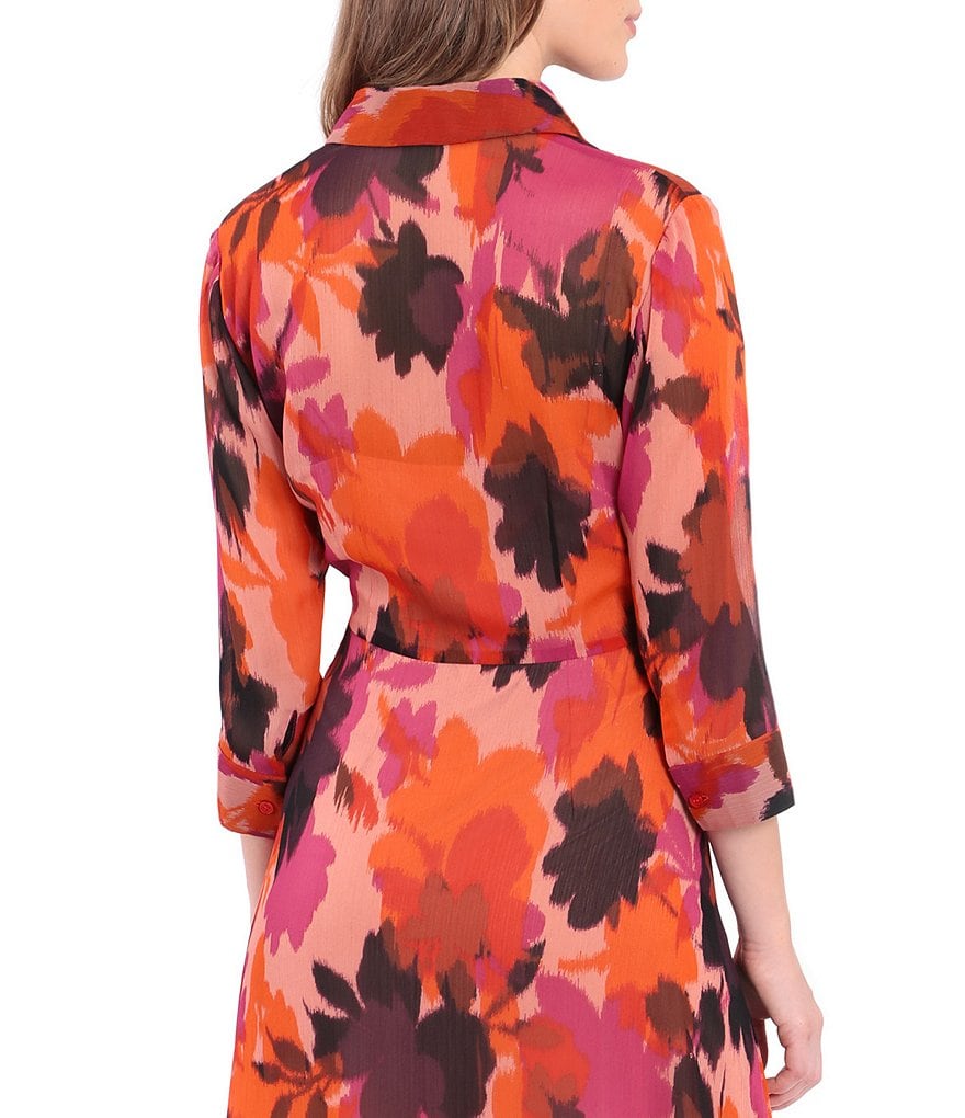 Donna Morgan Floral Button Front Shirt Maxi Dress
