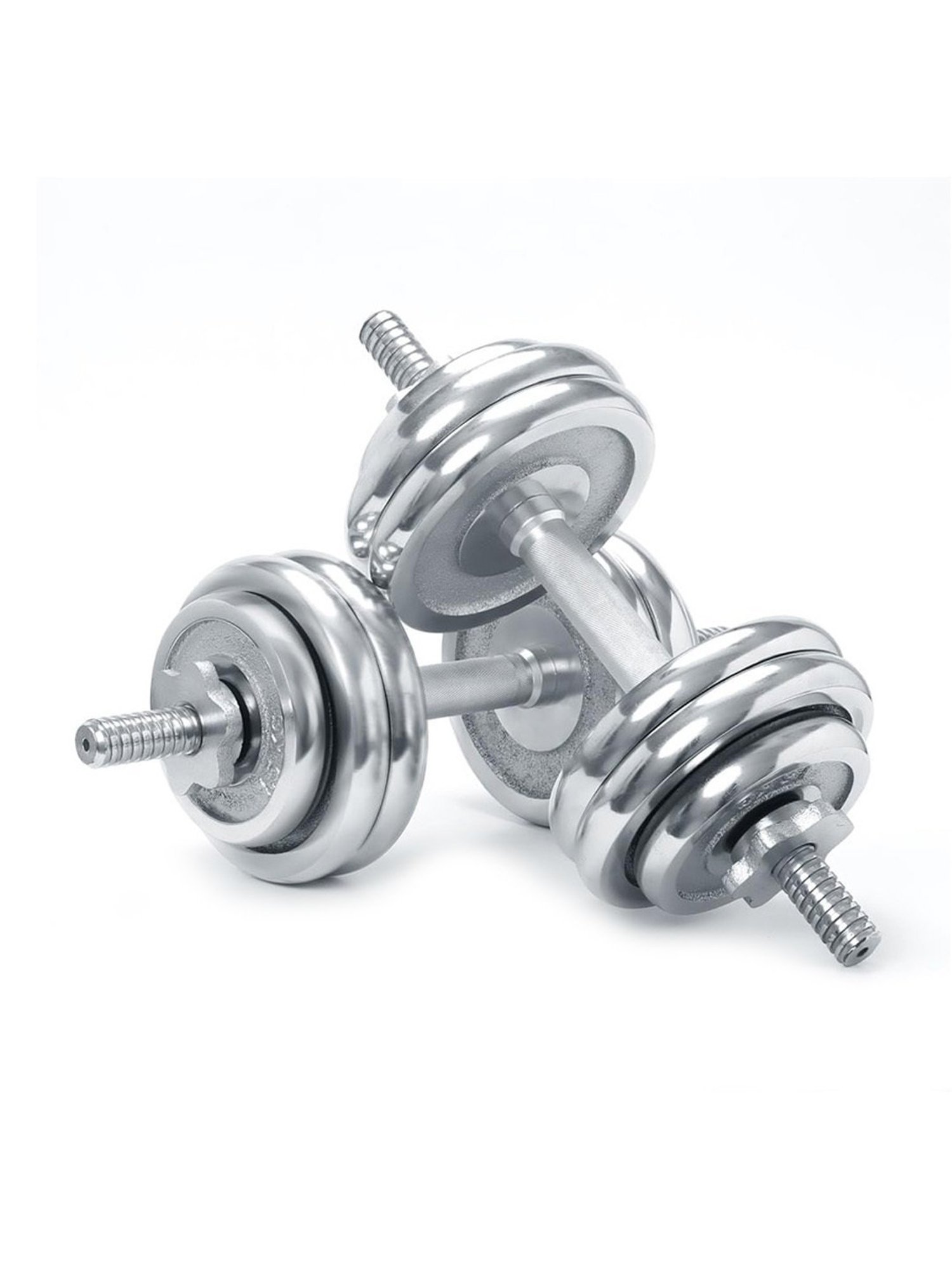 KAKSS Cast Iron Chrome Plated Dumbbells (Silver) Size - 10KG