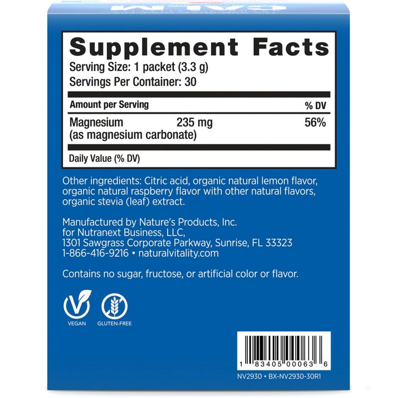 Natural Vitality Natural Calm Anti-Stress Vegan Magnesium Supplement Powder - Raspberry Lemon - 30pk