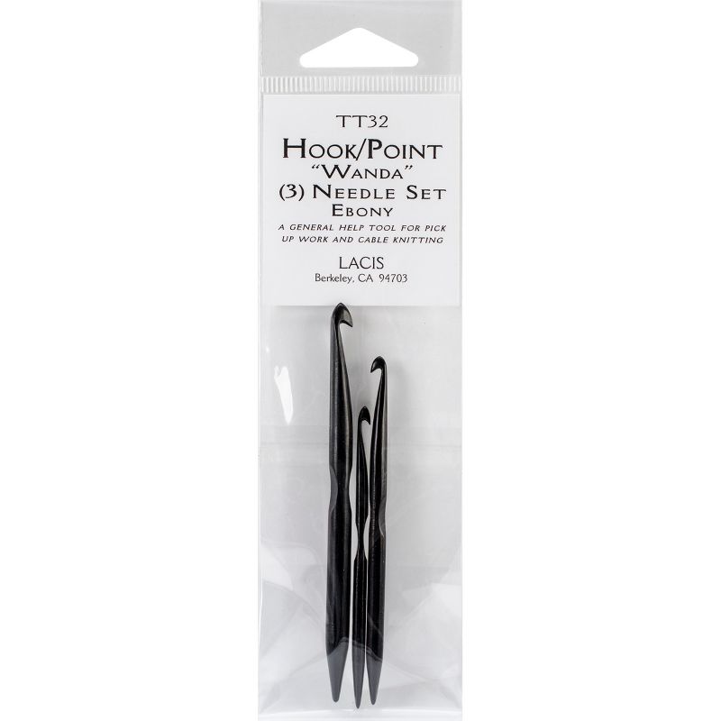 Lacis Double-Ended Ebony Crochet Hooks 3/Pkg-D4/3mm - 3", F6/4mm - 3.5", J10/6mm - 4"