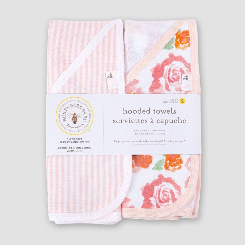 Burt's Bees Baby® Baby Girls' Set of 2 Rosy Spring Hooded Towels - Pink