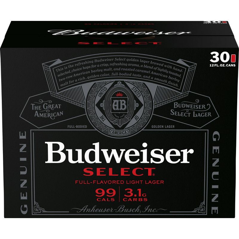Budweiser Select Full-Flavored Light Lager Beer - 30pk/12 fl oz Cans