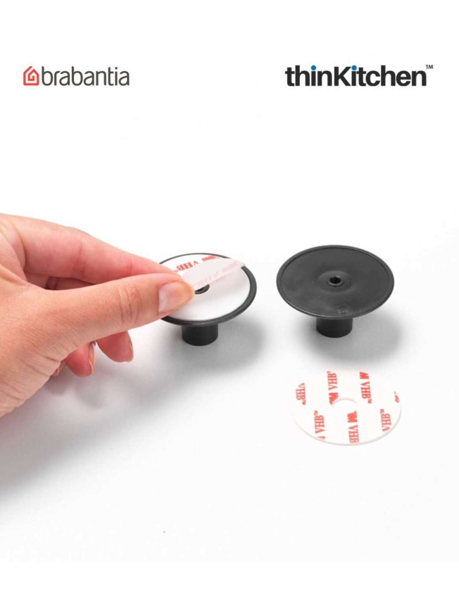 Brabantia Dark Grey Plastic Renew Towel Hooks - Set of 2