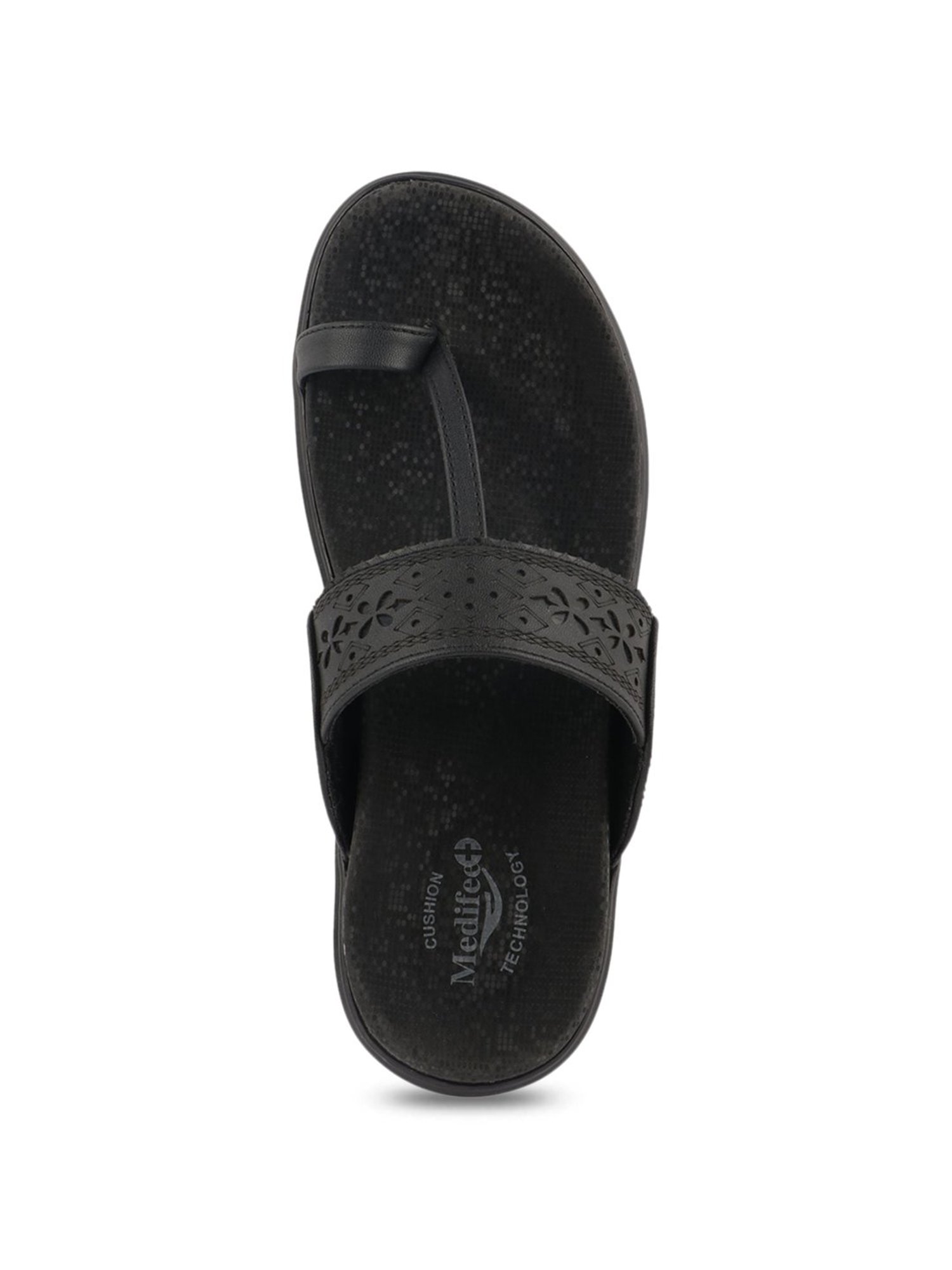 MediFeet Women's Black Toe Ring Sandals