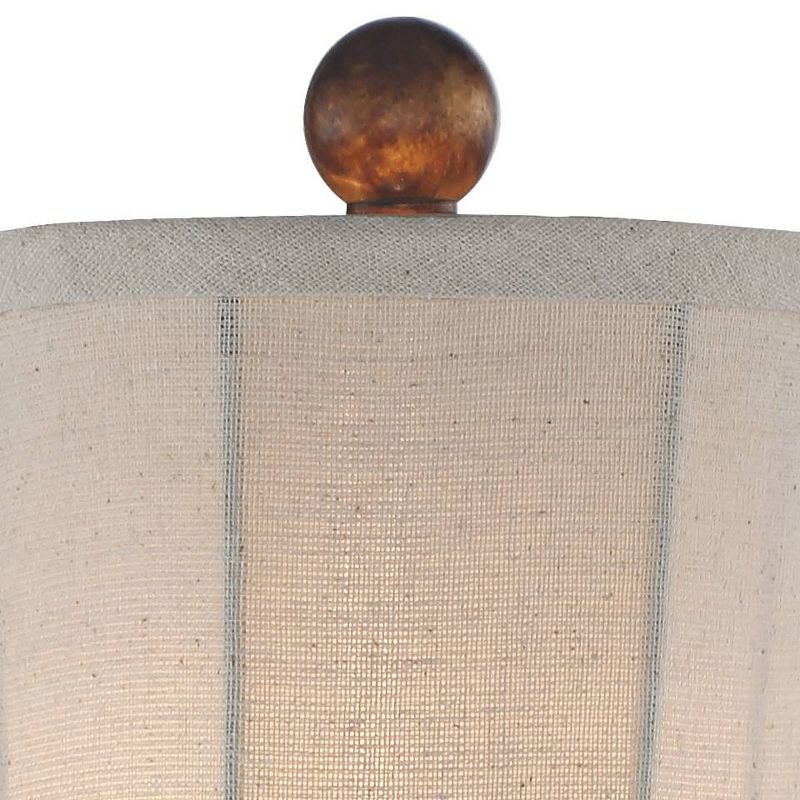 Regency Hill Traditional Buffet Table Lamps Set of 2 Warm Brown Wood Tone Tall Fabric Drum Shade for Dining Room