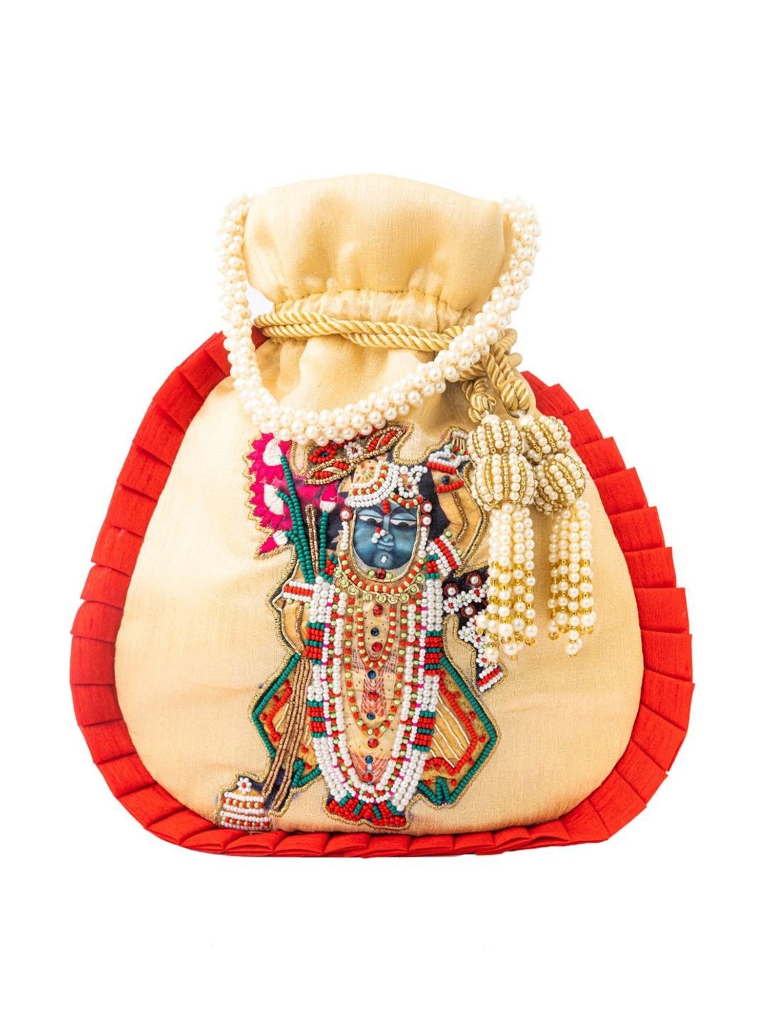 NR by Nidhi Rathi Beige Embellished Potli
