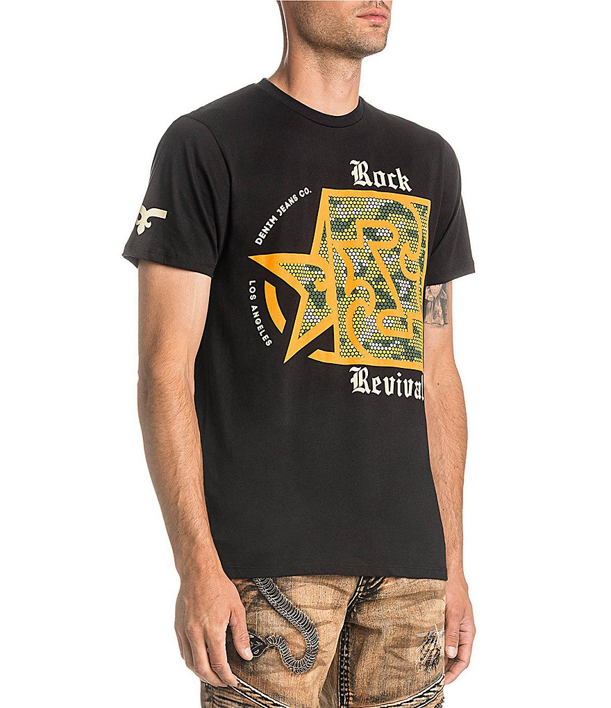 Rock Revival Short-Sleeve Yellow Logo Graphic Tee