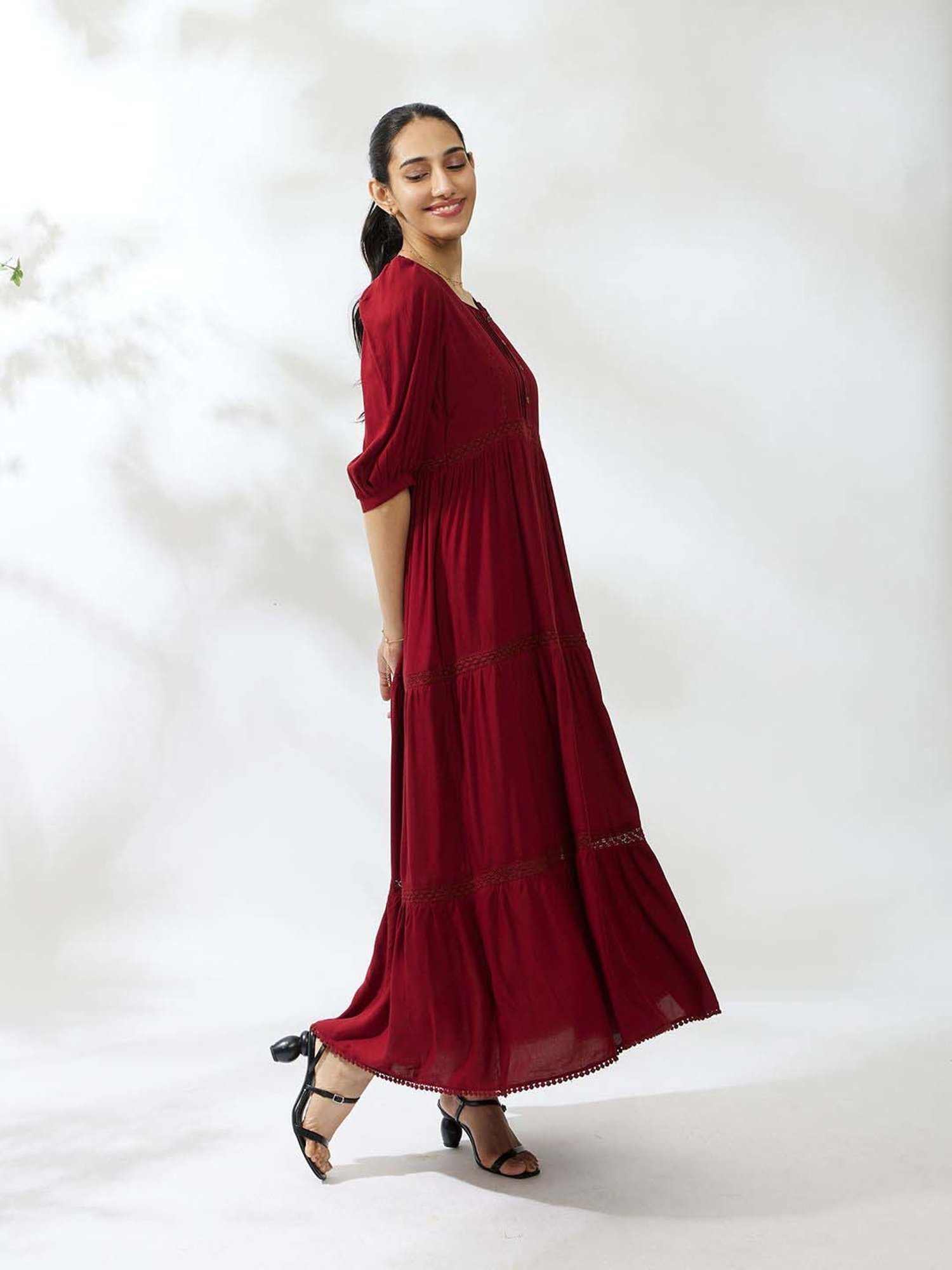 Daali Maroon Regular Fit Maxi Dress