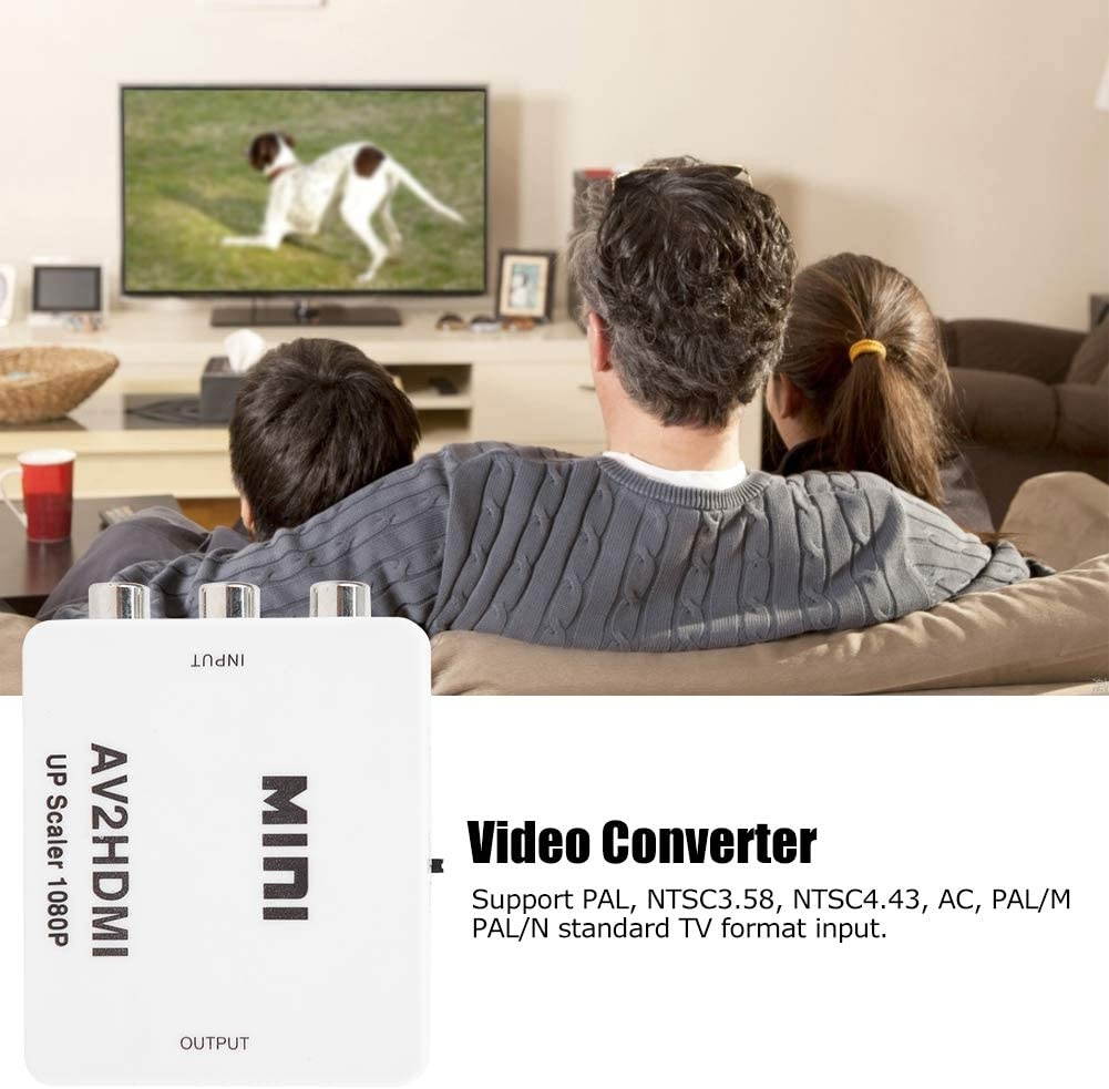 TOPINCN AV to HDMI Converter 1080P 60HZ Mini Output High Definition Adapter Video Converter Supporting NTSC/PAL with USB Cable(White)