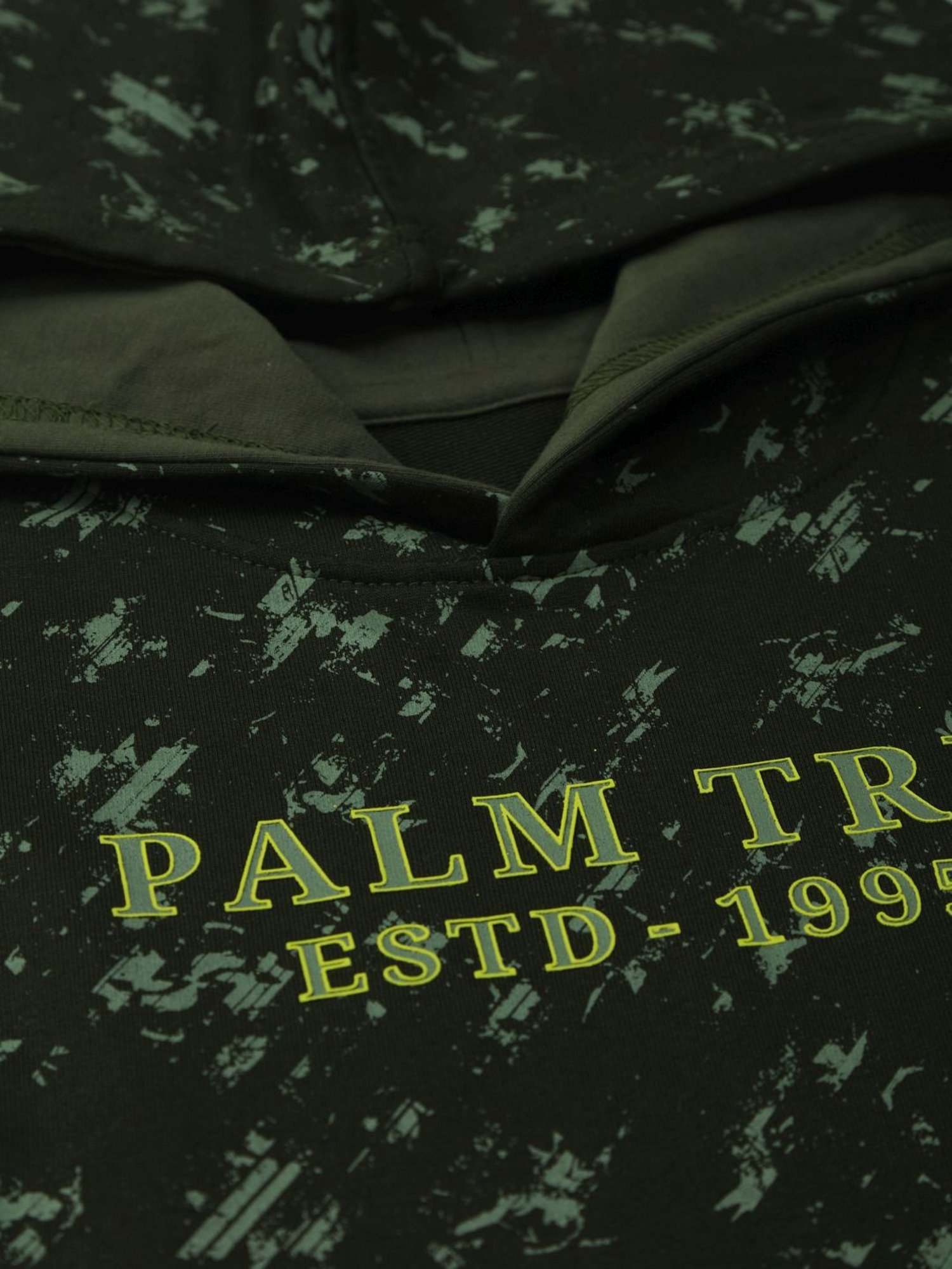 Palm Tree Kids Green Cotton Printed Full Sleeves Hoodie