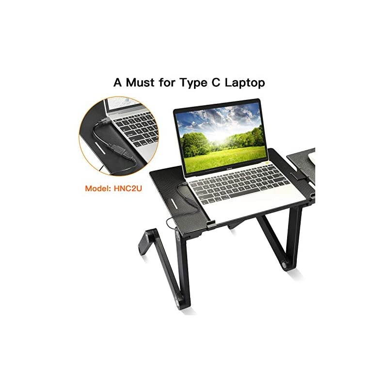 Adjustable Laptop Stand Portable Laptop Table Stand with 2 CPU Cooling FansDetachable Mouse Pad Ergonomic Lap Desk TV Bed Tray Standing Desk