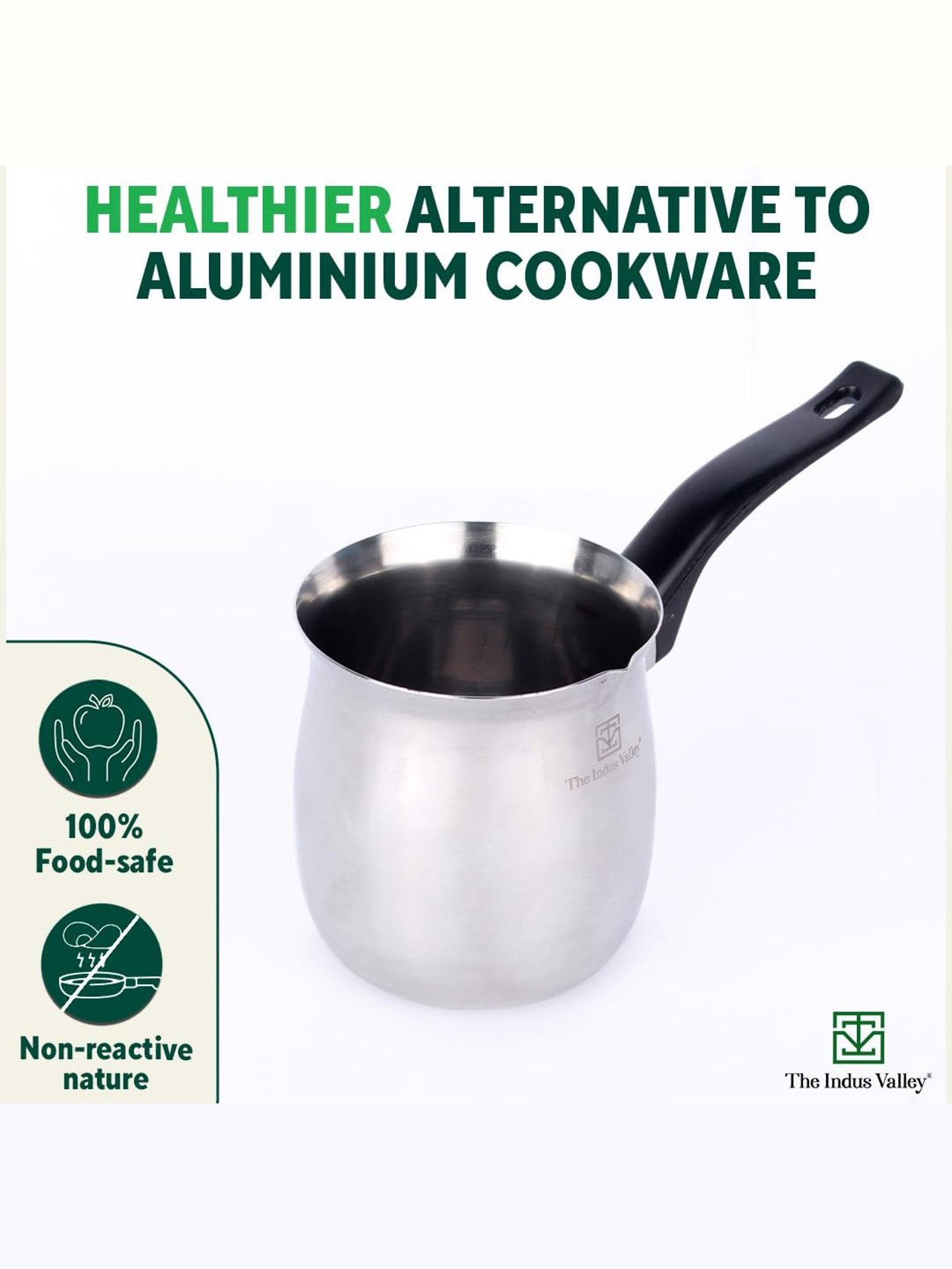 The Indus Valley Silver Stainless Steel Turkish Coffee Maker or Warmer (650 ML)