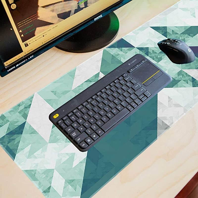 Extended Mouse Pad Large Gaming Mouse Pad- 35.4x15.7x0.12 inch Computer Keyboard Mouse Mat Non-Slip Mousepad Rubber Base and Stitched Edges for Game Players, Office, Study, Modern Design