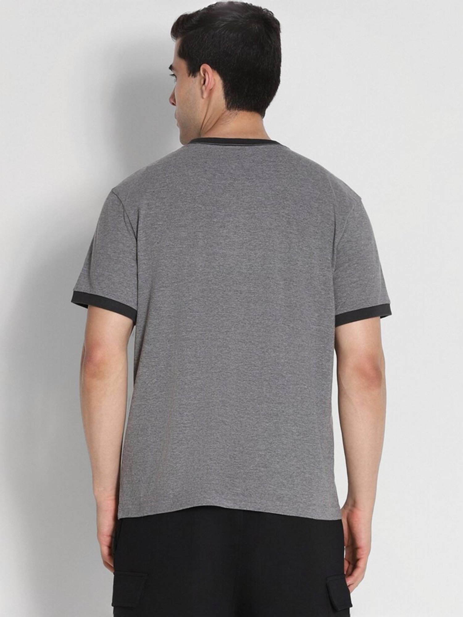 American Eagle Grey Regular Fit Logo Printed T-Shirt