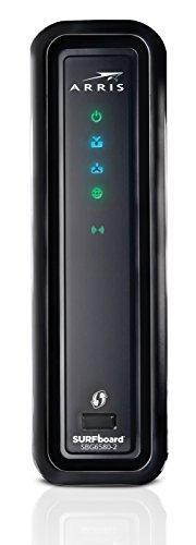 ARRIS SURFboard SBG6580-2 8x4 DOCSIS 3.0 Cable Modem/Wi-Fi N600 (N300 2.4Ghz + N300 5GHz) Dual Band Router - Retail Packaging Black (570763-034-00)