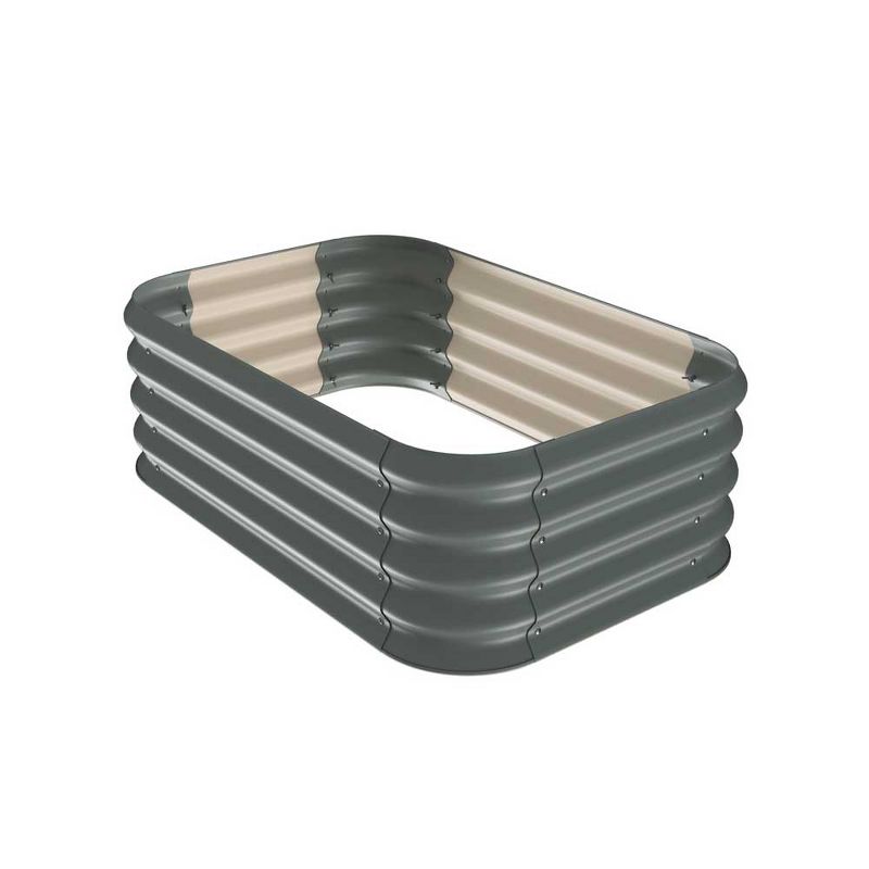Stratco Raised Corrugated Galvanized Steel Metal Sturdy Outdoor Decor Garden Vegetable Bed Planter Box 8 Cubic Feet, 41 x 28 x 13 Inches, Slate Gray