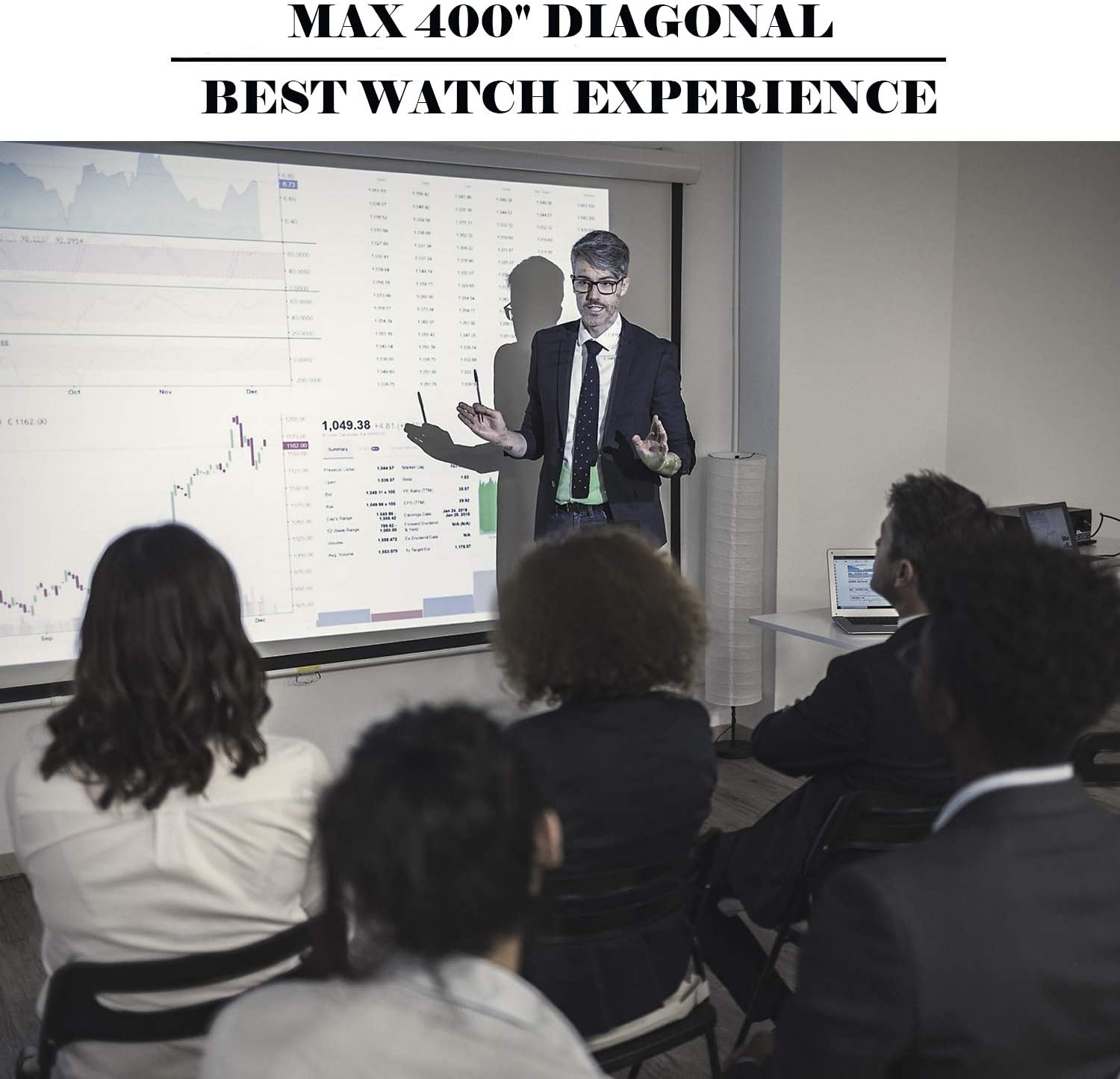 Native 1080p Projector,7300 Lumens Projector for Outdoor Movies with 400"Display,Support 4K Dolby & Zoom,100000 hrs Life,Indoor & Outdoor Projector Compatible with TV Stick,HDMI,VGA.USB,Smartphone,PC