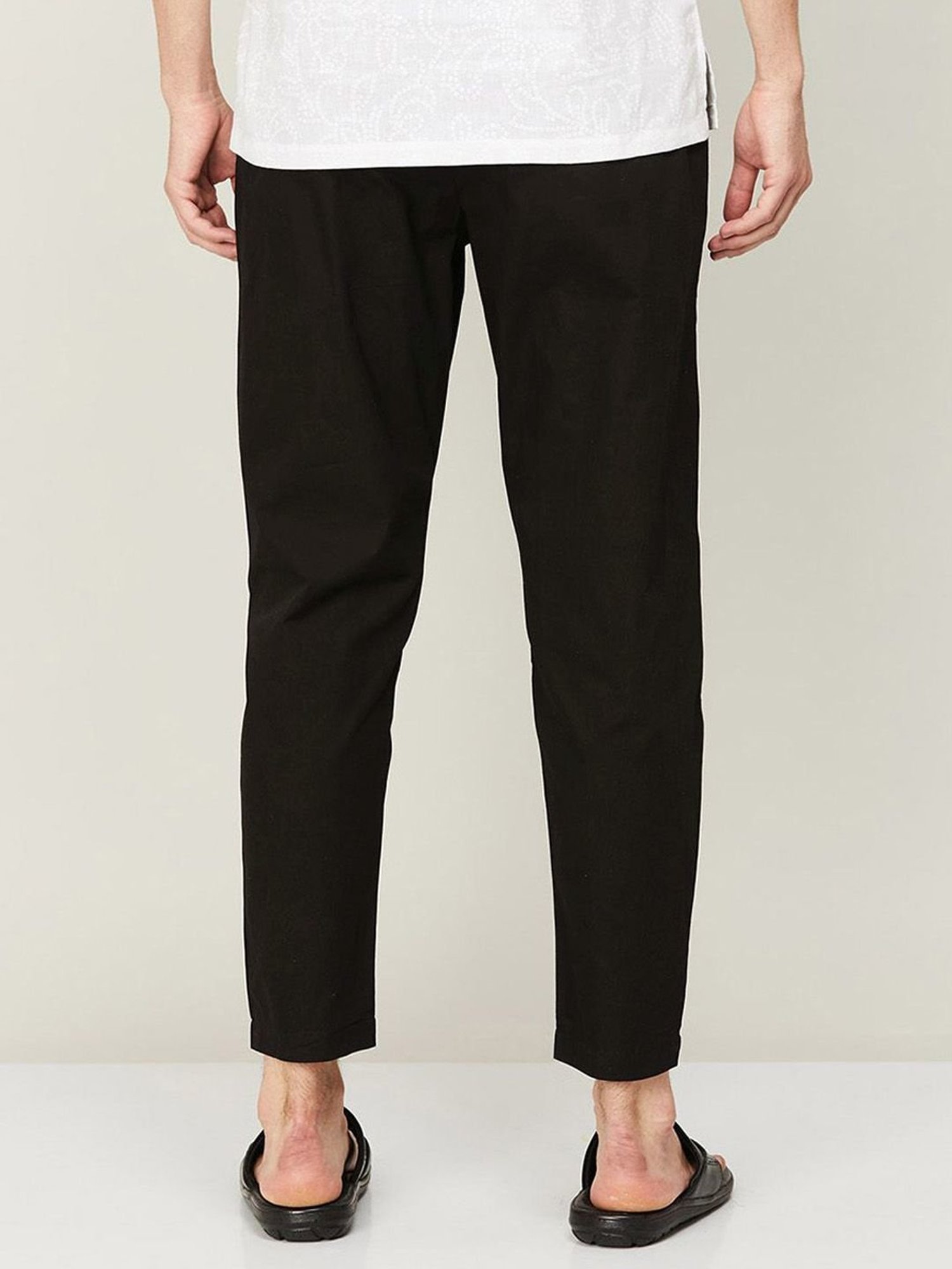 Melange by Lifestyle Black Cotton Regular Fit Churidars