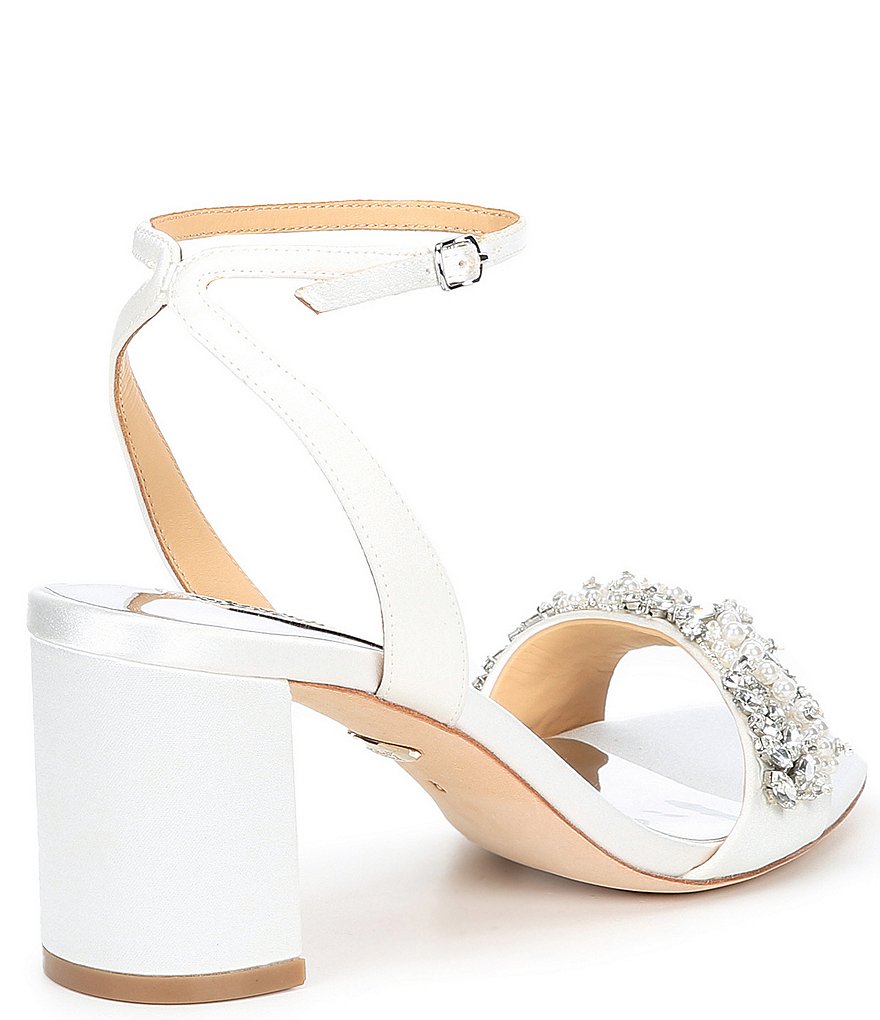 Badgley Mischka Clara Jewel Embellished Satin Dress Sandals
