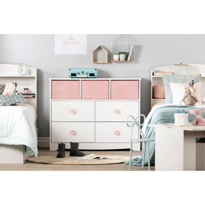Sweet Piggy 4-Drawer Dresser with Baskets  White and Pink  - South Shore