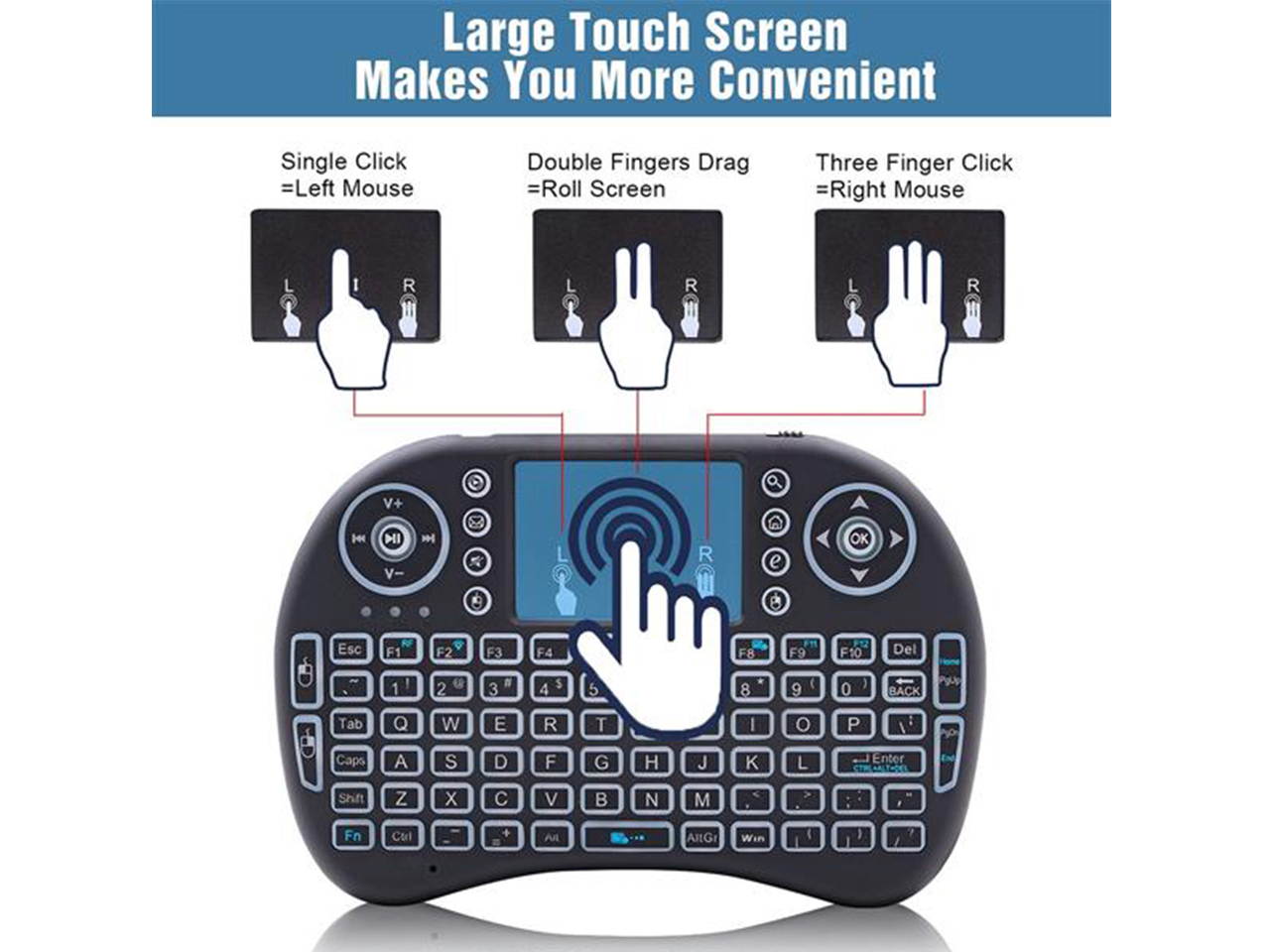 Mini i8 2.4G Air Mouse Wireless Keyboard with Touchpad Black