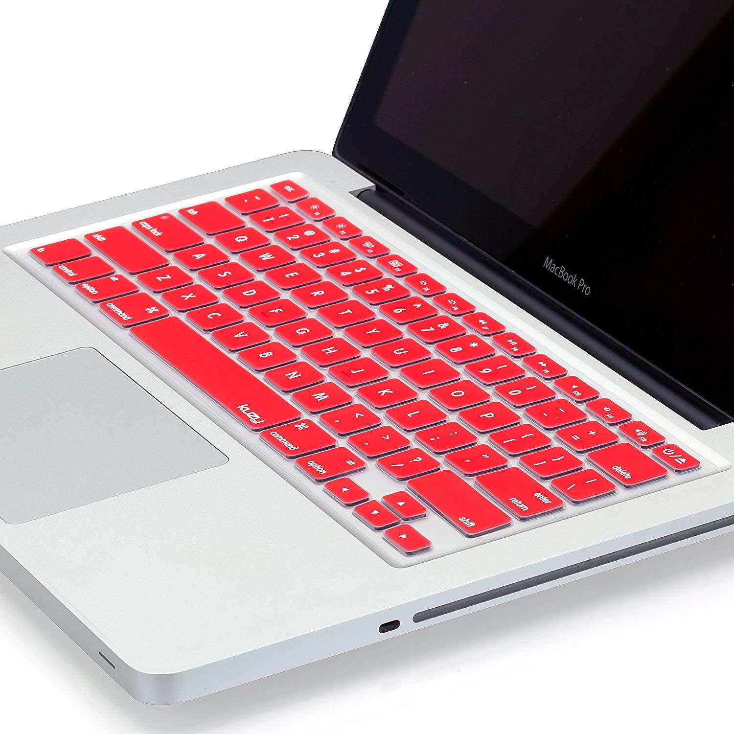 Kuzy RED Keyboard Cover Silicone Skin for MacBook Pro 13" 15" 17" (with or w/out Retina Display) iMac and MacBook Air 13" - Red