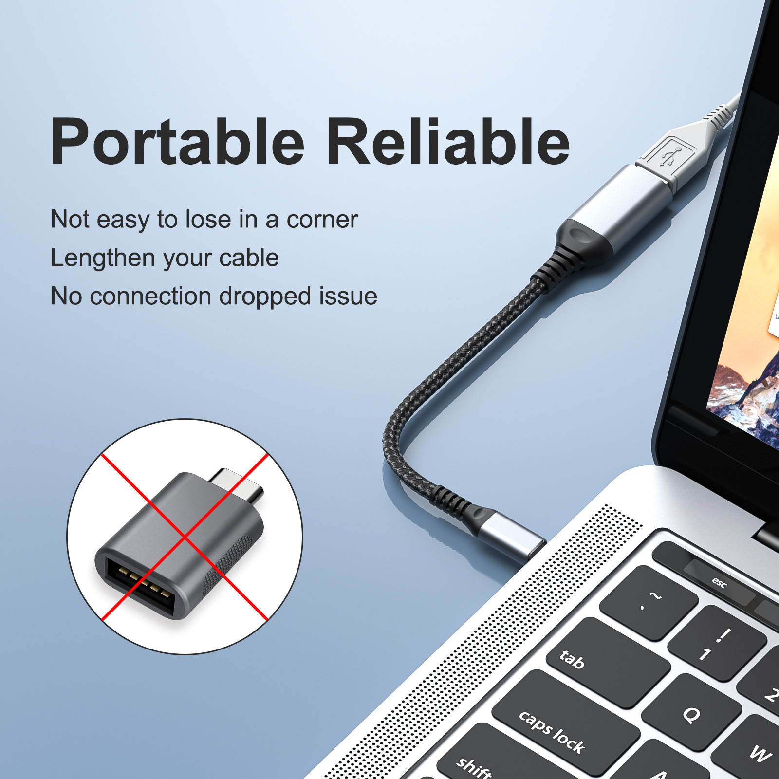 USB C to USB Adapter Type C OTG Cable USB C Male to USB 3.0 A Female Cable Connector ( 2 PACK)