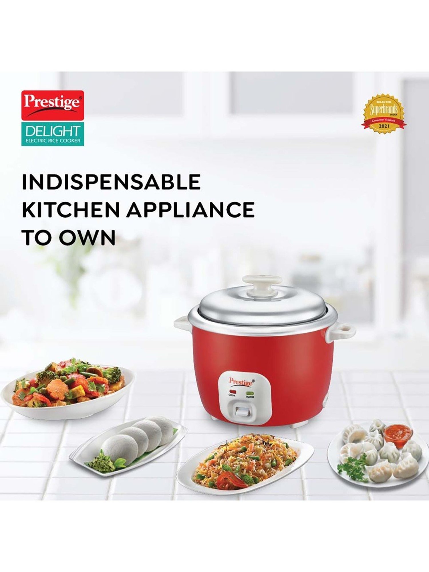 Pigeon Rice Cooker 700W, 1.8L with Single pot & Measuring Cup (Red)