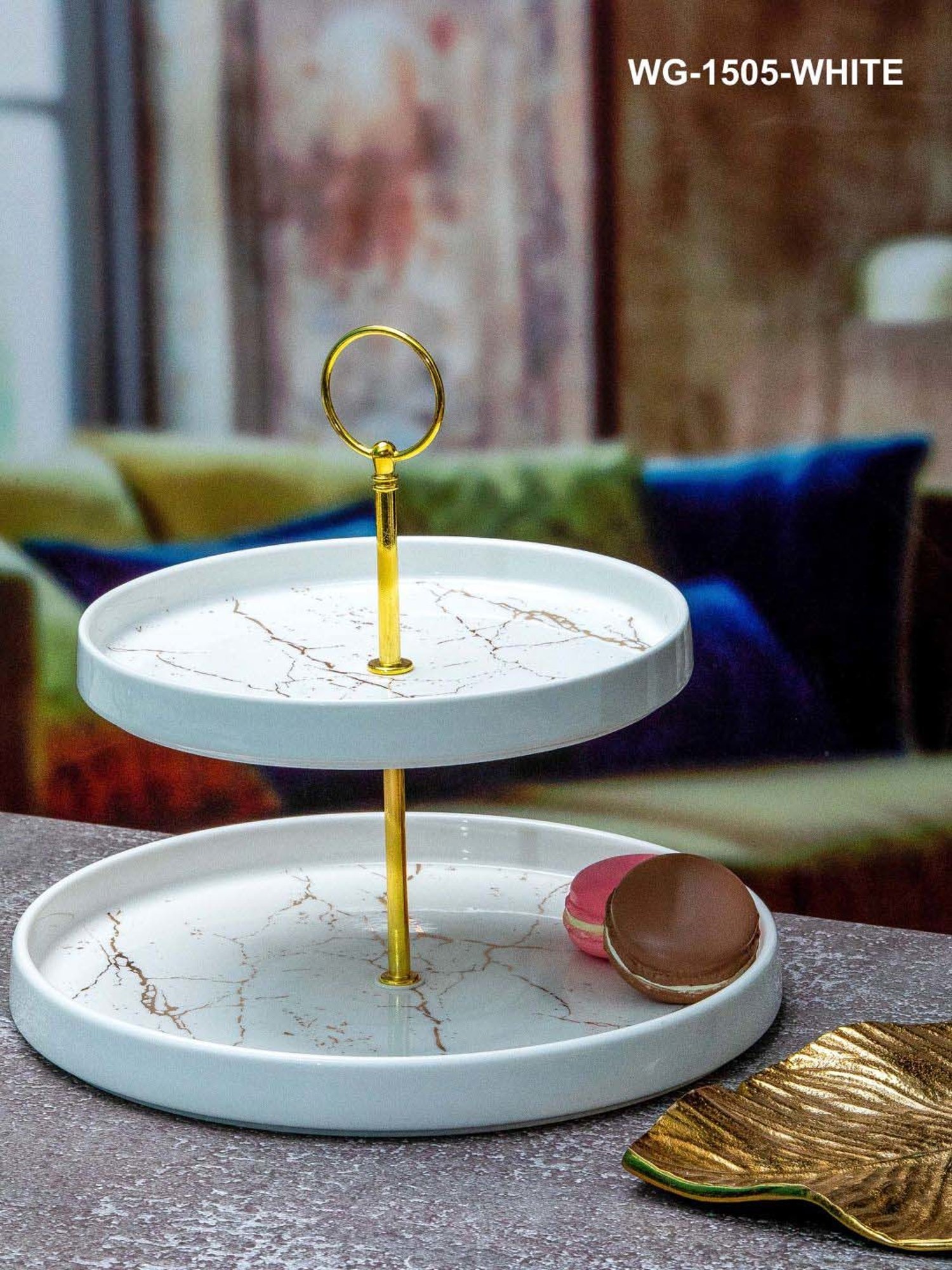 White Gold Porcelain Cake Stand