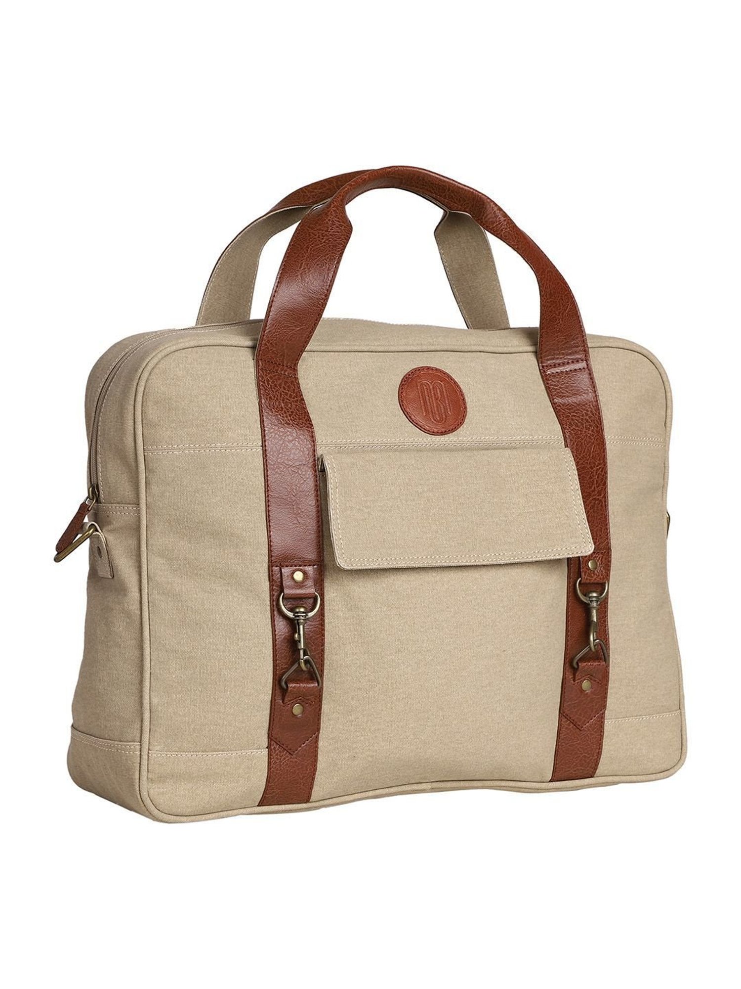 Mona B 20 Ltrs Beige Extra Large Laptop Messenger Bag