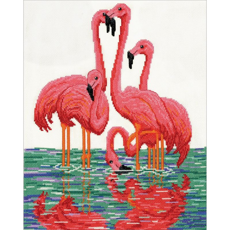 Design Works Counted Cross Stitch Kit 11"X14"-Flamingos (14 Count)