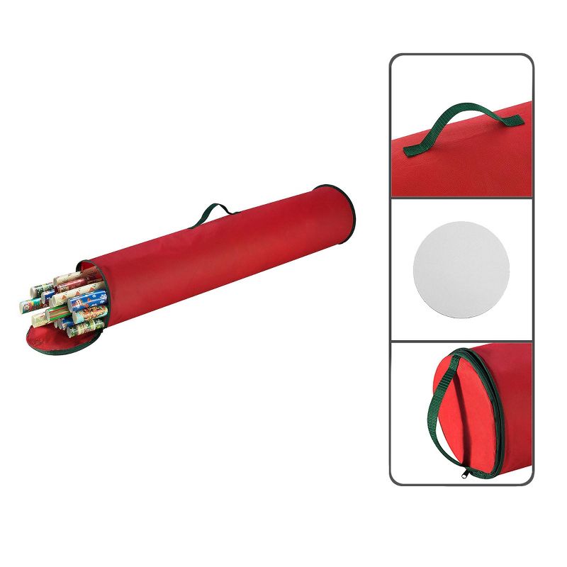 Elf Stor 40.5" Christmas Gift Wrapping Paper Wrap Storage Bag Red Stand Up