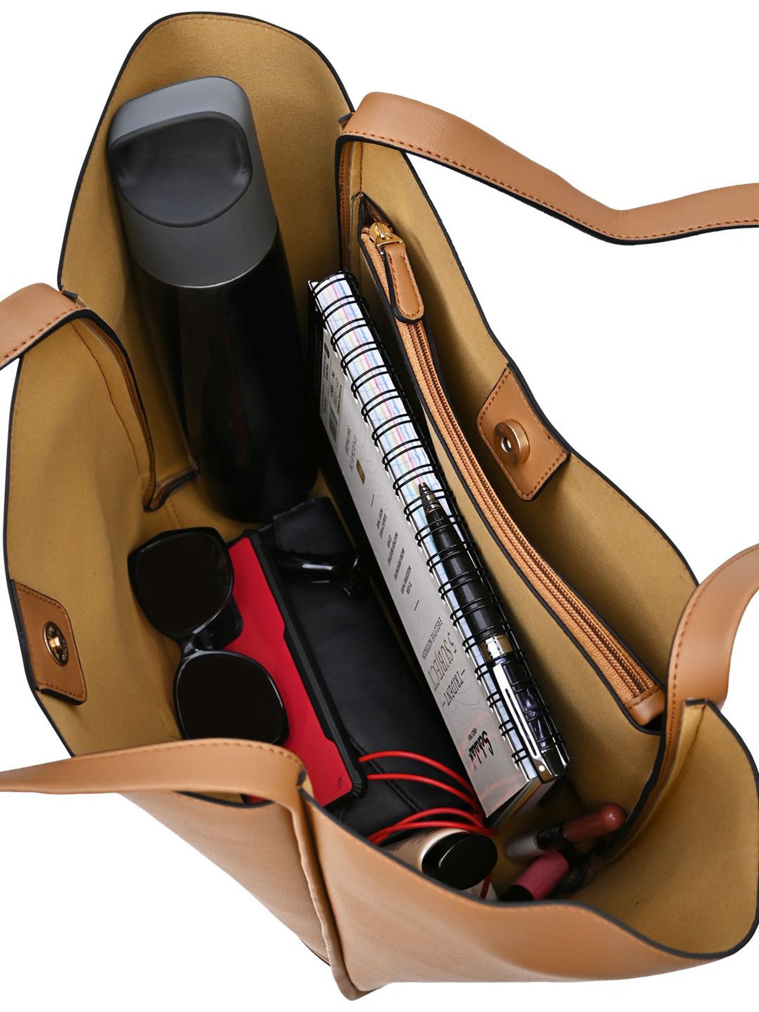 Horra Beige Solid Tote Handbag