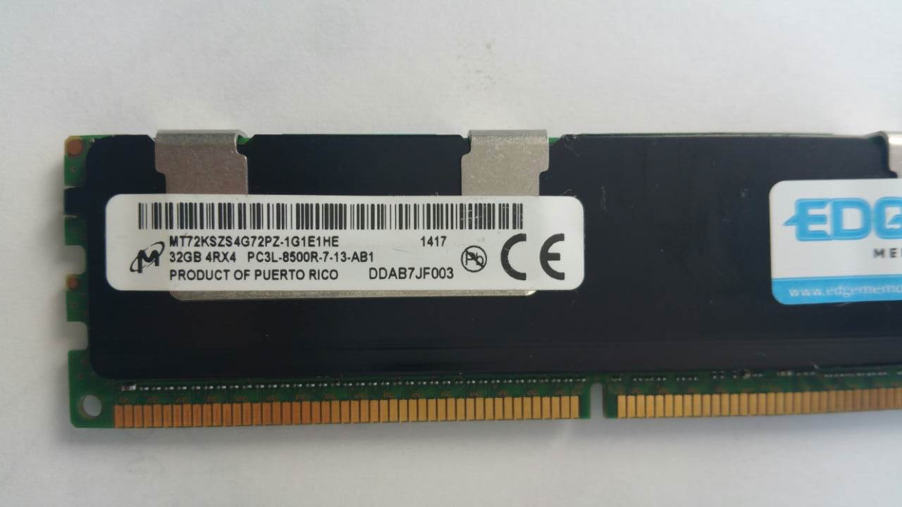Micron 32GB DDR3 PC3L-8500R ECC MT72KSZS4G72PZ-1G1E1HE EDGE 240-pin Ram Memory