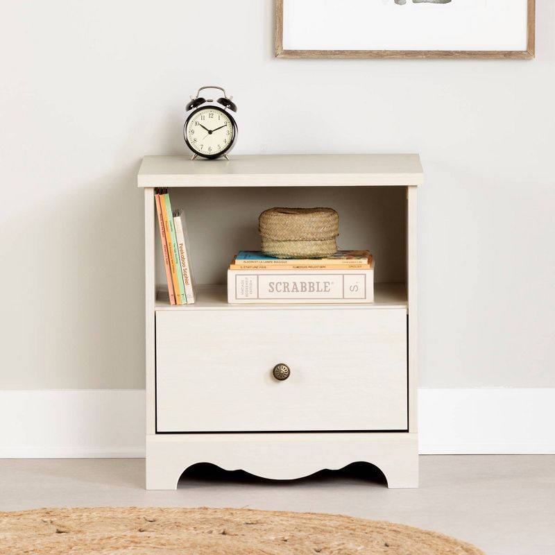 Lyara 1 Drawer Nightstand White Wash - South Shore