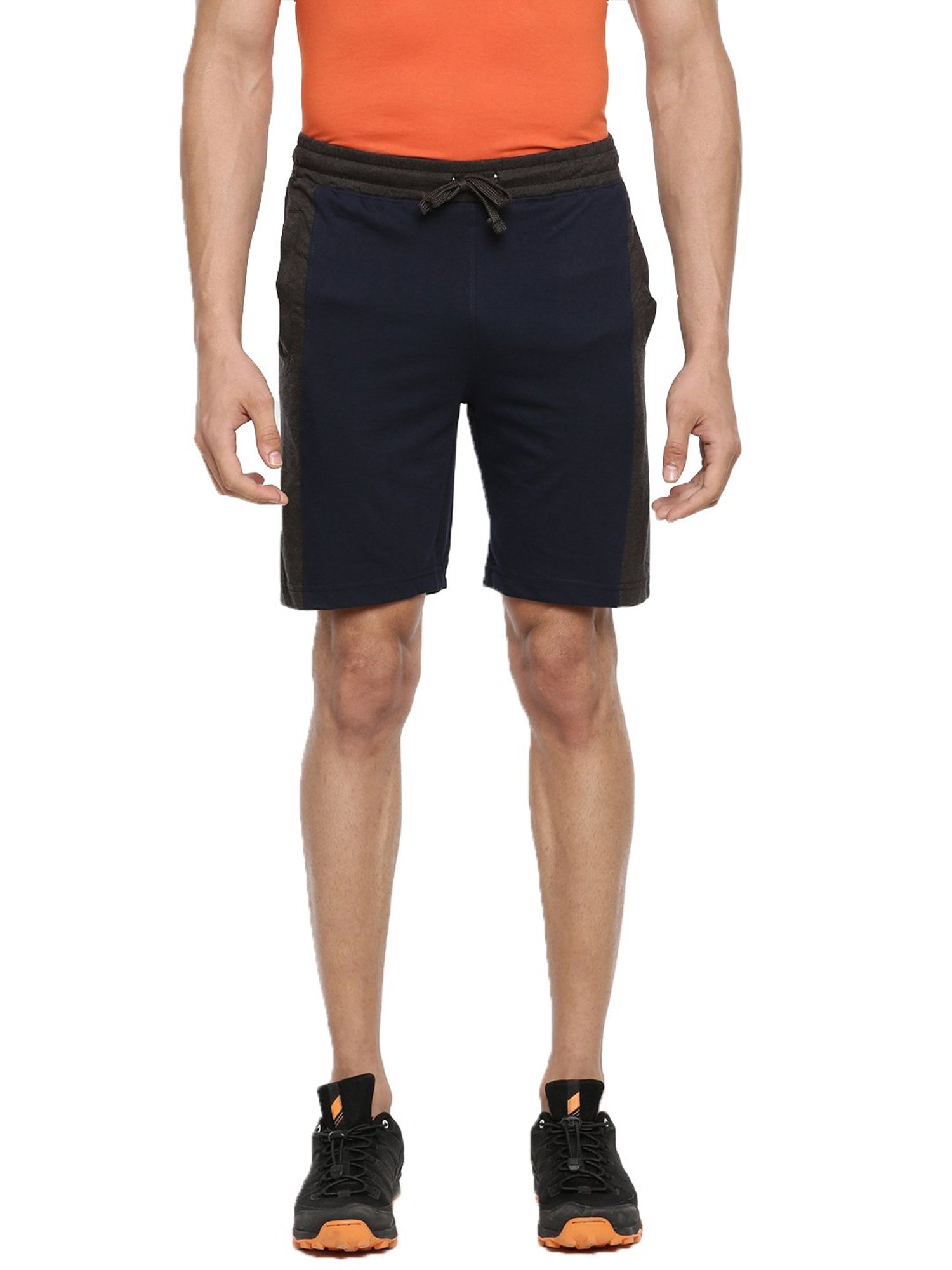Dollar Navy Cotton Regular Fit Colour Block Shorts
