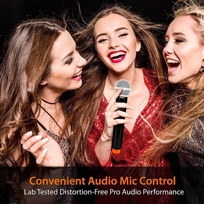Compact UHF Wireless Microphone System Pro Portable 1 Channel Desktop Digital Mic Receiver Set w 1 Handheld Mic Receiver Base USB Cable Battery XLR for Home PA Karaoke DJ  PDWM1980