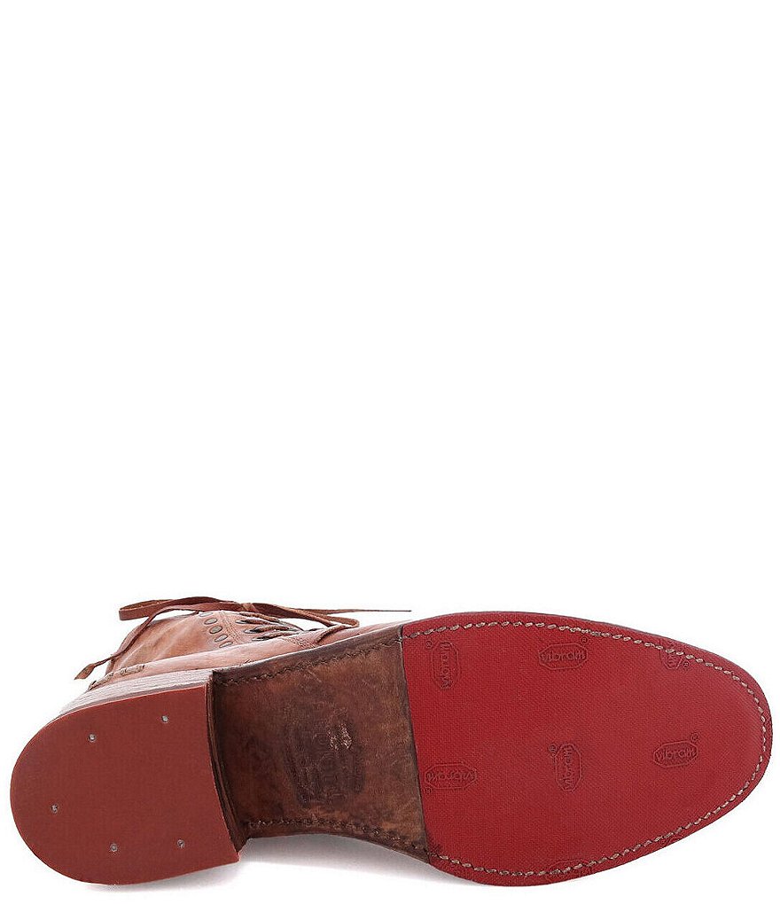 Bed Stu Aldina Leather Side Lace Up Block Heel Booties