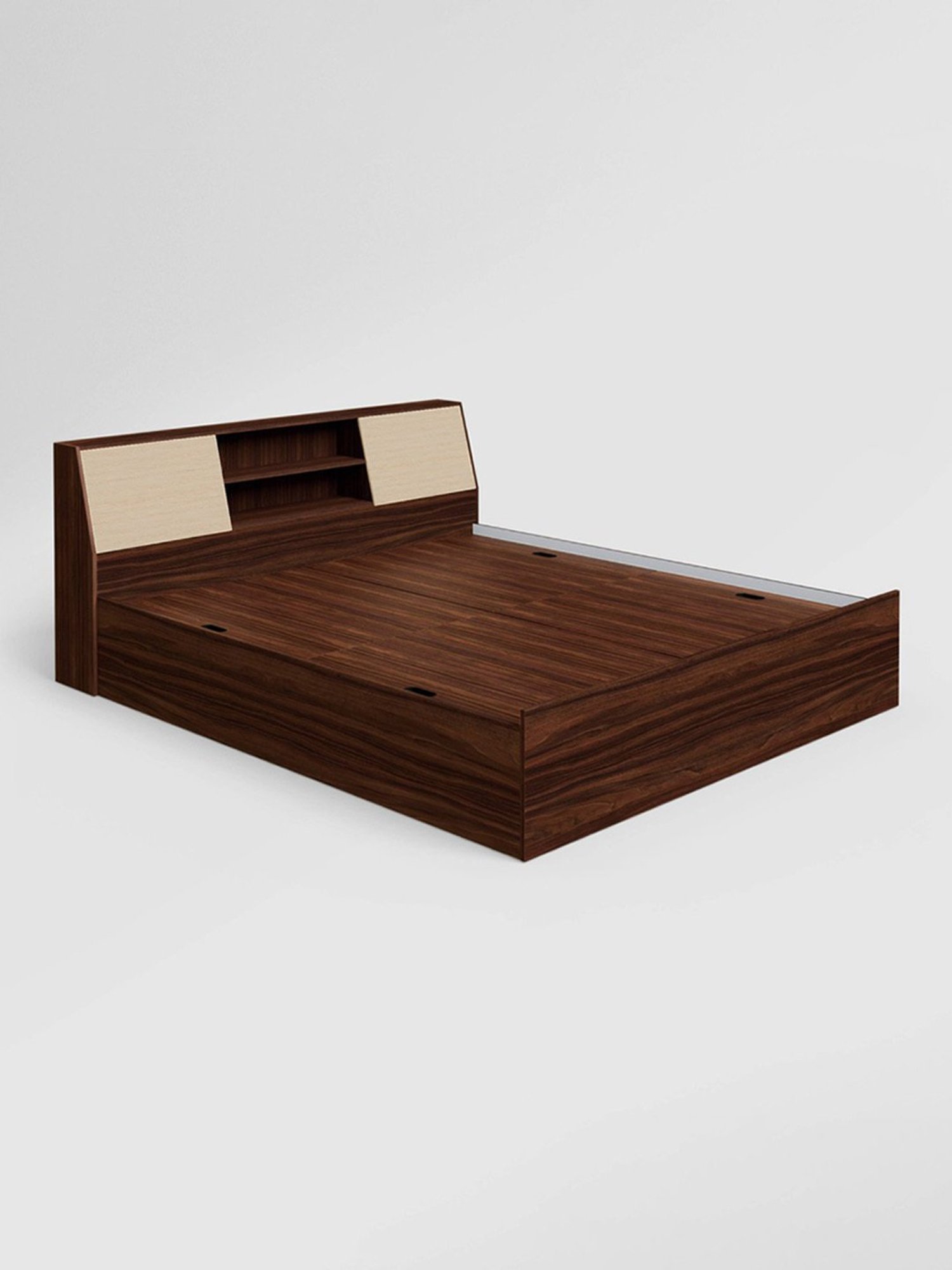 Godrej Interio Dawn Walnut Engineered Wood Queen Bed