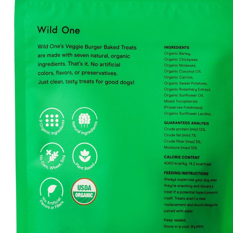 Wild One Organic Veggie Burger Dog Treats - 8oz