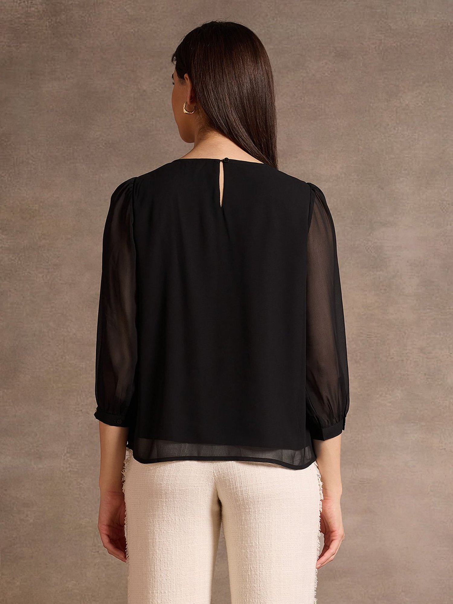 U.S. Polo Assn. Black Embroidered Top