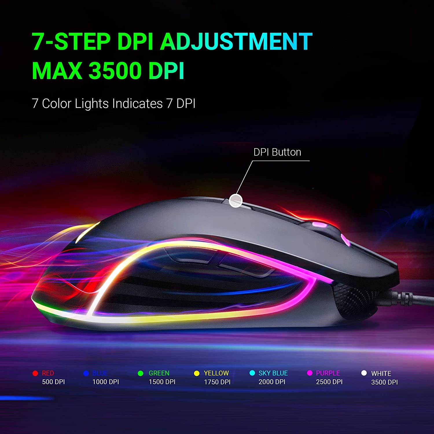 ABKONCORE M30 Gaming Mouse Wired USB Computer Mice for Game & Daily 6 Programmable Buttons Chroma RGB Backlit 3500 DPI Adjustable Comfortable Grip Ergonomic Mice for PC Laptop Mac Windows