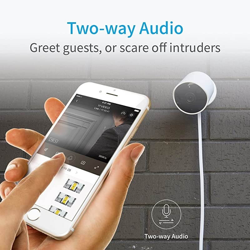 Security Camera Outdoor, 1080p Outside Surveillance Front Door IP Smart Cam with Waterproof, WiFi, Cloud, Night Vision, Motion Detection Sensor, Smartphone App, Works with Alexa