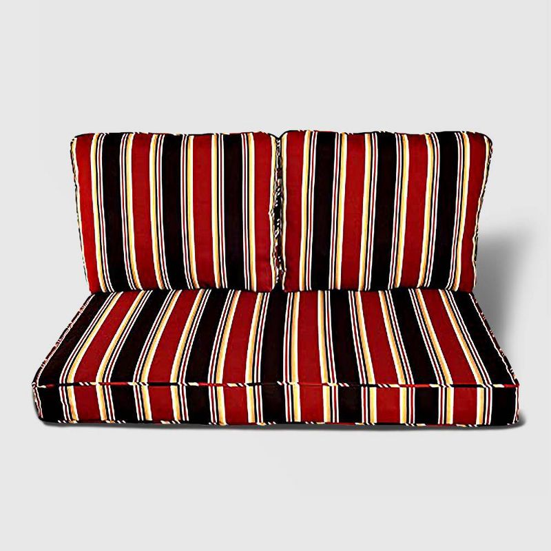 Rolston 3pc Outdoor Replacement Loveseat Sofa Cushion Set Red Stripe - Haven Way